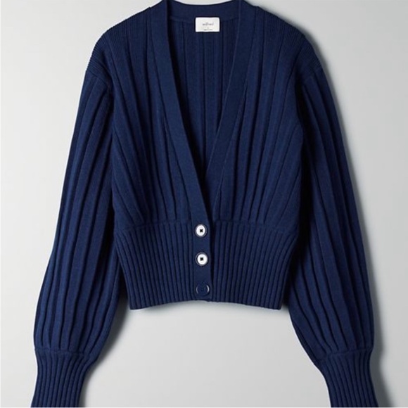 Like new Aritzia Wilfred Plunge Cardigan Navy Size XS - Picture 2 of 4